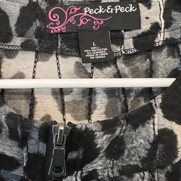 Animal Print Shell Jacket Sz Lge by Peck & Peck - Picture 2 of 8